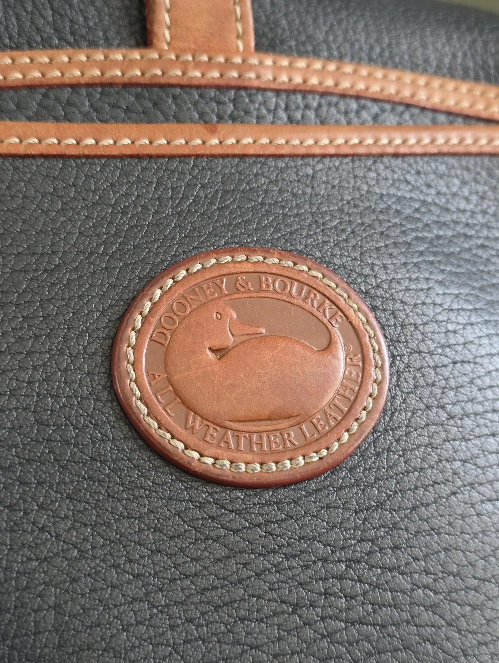 Dooney & Bourke Vintage Mini Flap Crossbody Navy Tan AWL Leather Bag